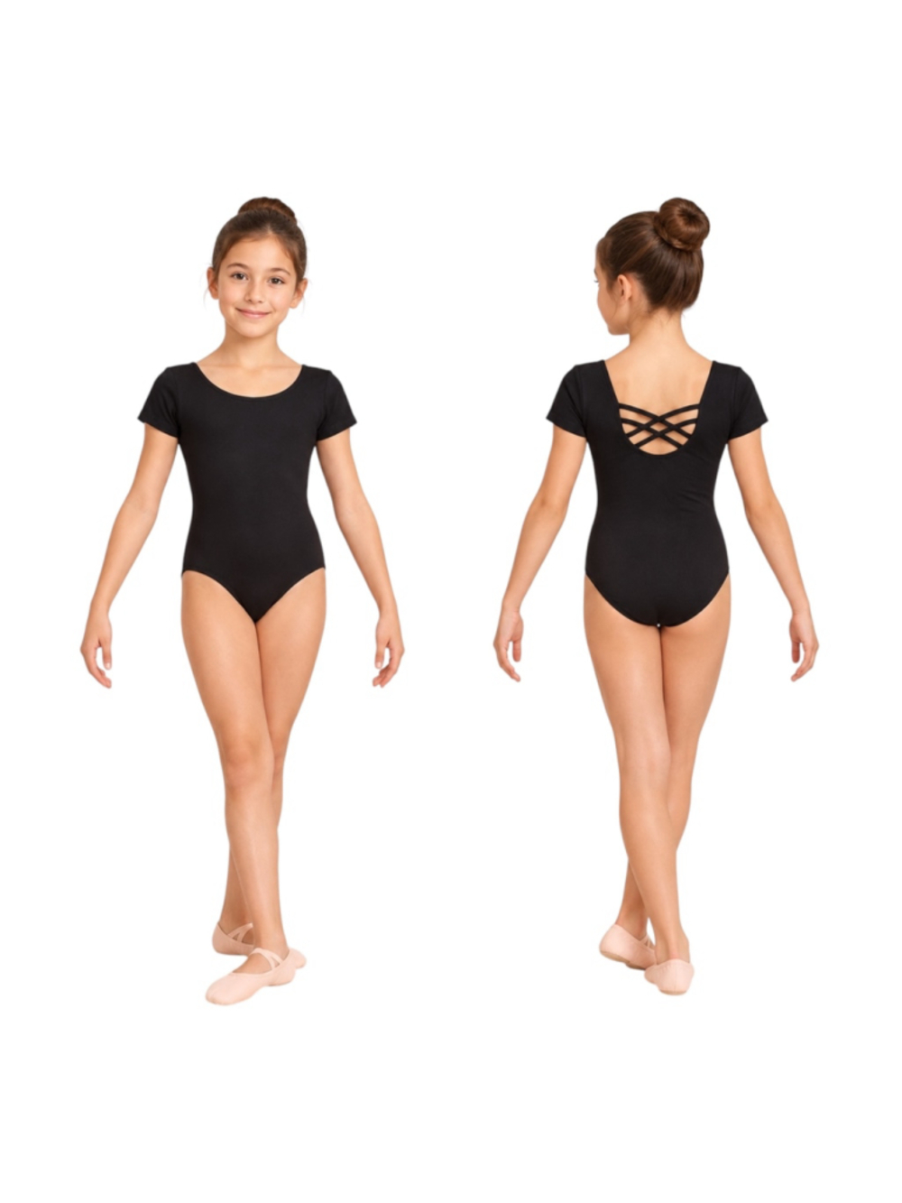 Zaclotre Girls Black Crisscross Back Ballet Leotard Size 160